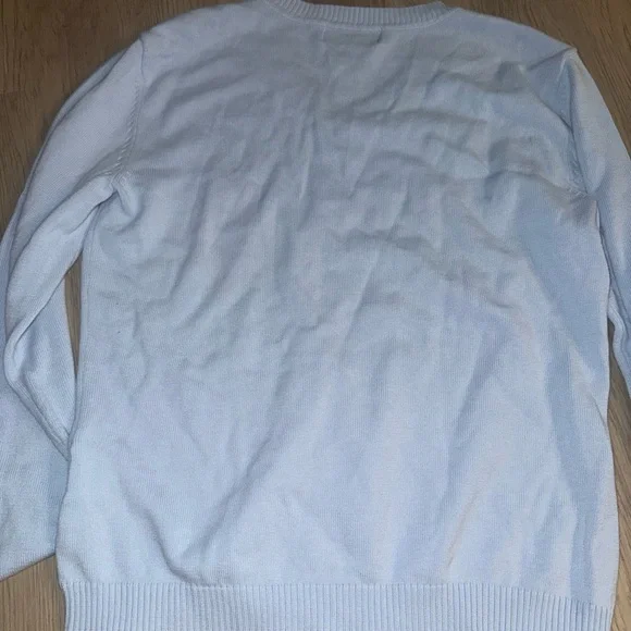 Y2K preppy soft girl Sky Blue V-Neck Sweater with Pink & White Argyle - Picture 6 of 7